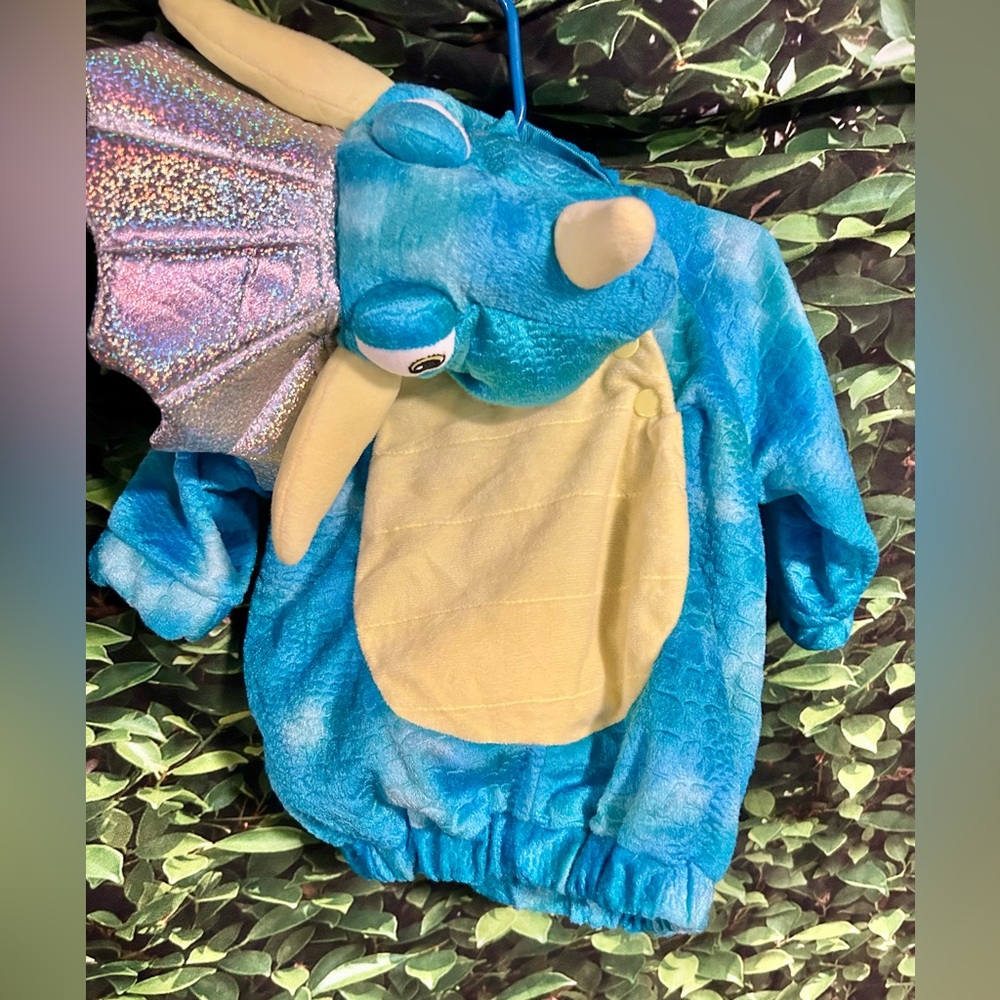 Target Infant Hooded Pullover Halloween Dragon Costume Blue Shiny 0-6 Months